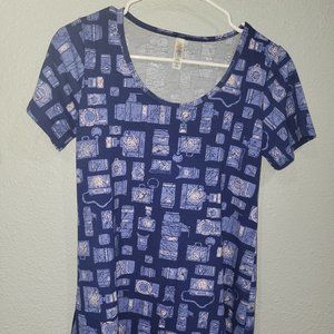 LULAROE-Camera Print Blue Classic T-Size XXS